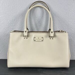 Kate Spade Ivory Leather Wellesley Quinn Tote Gold Tone EUC